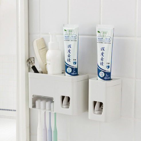 Honana BC-259 Wall Mounted Automatic Toothpaste SqueezDispenser With Toothbrush Holder Set Bathroom