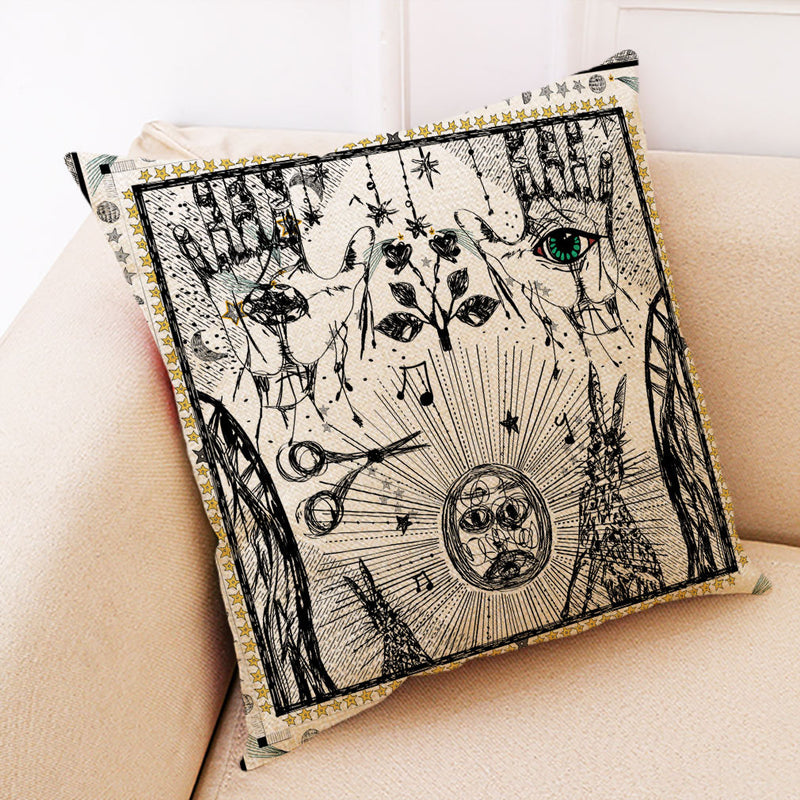 Mandala Tarot Creative Style Linen Throw Pillow Cover Home Office Back Cushion Cover Star Pillow Case