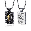 Retro Hip Hop Stainless Steel Titanium Steel Square Pendant Cross Men's Necklace