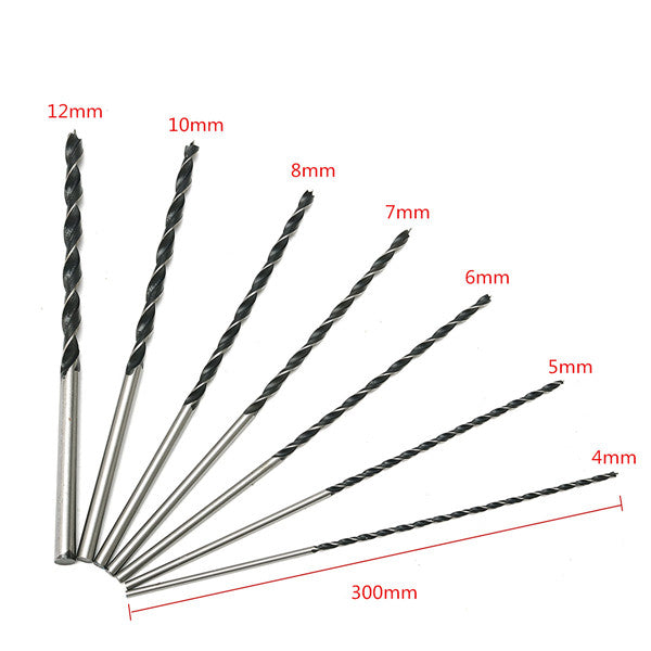 7pcs 300mm Extra Long Brad Point Twist Drill Bits Set 12 Inch Wood Working Drill Bit
