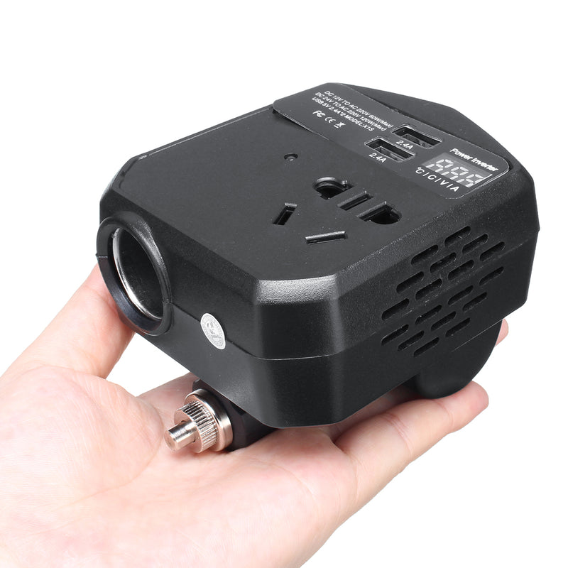 200W 12V/24V To 220V Auto Power Inverter 2 USB 2 Universal Socket Modified Sine Wave Converter