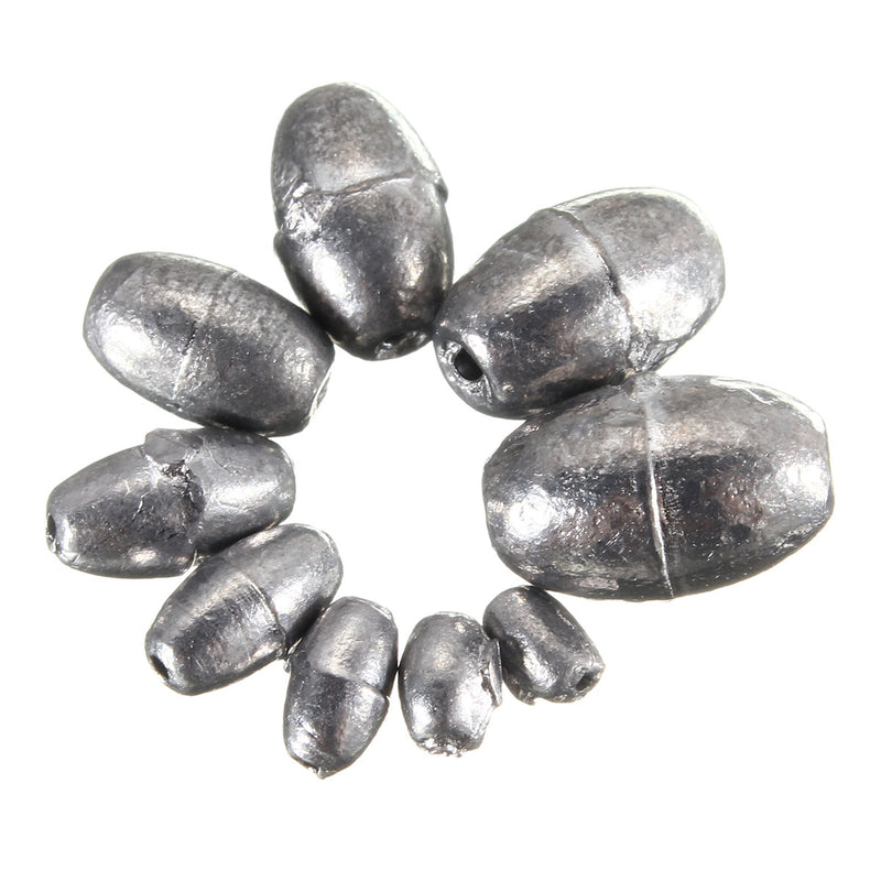 50pcs Metal Olive Shape Leads Sinkers Fishing Sinker Pure Lead Making Sea Fishing Sinker Tackle