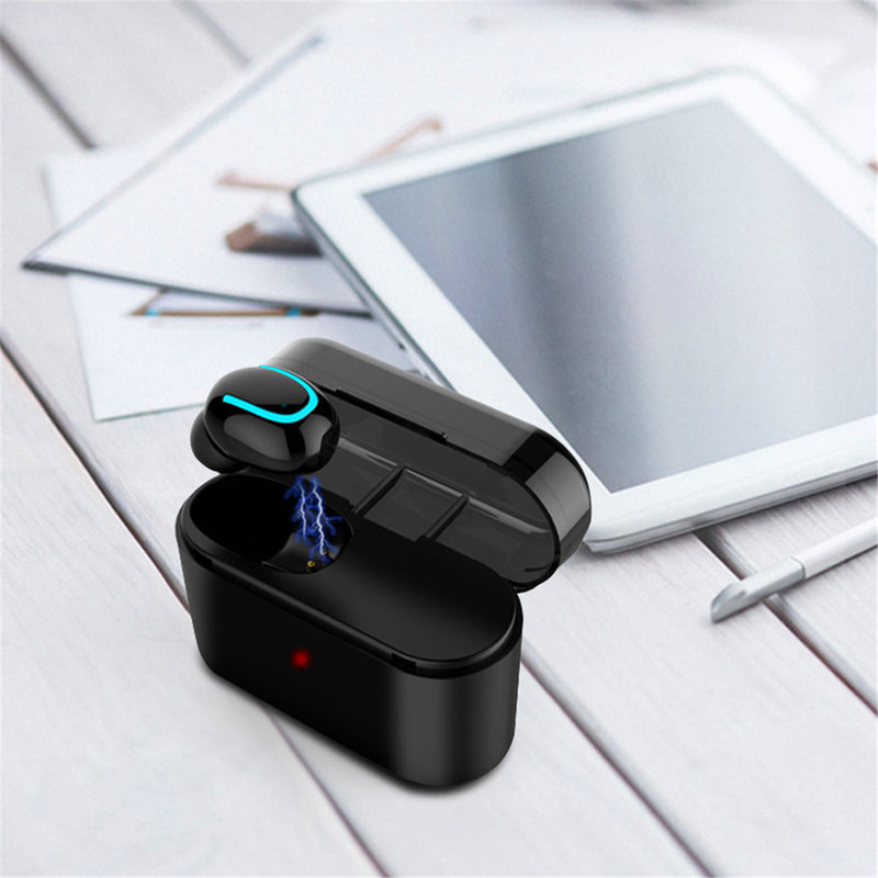 Single Mini bluetooth 5.0 Earphone Stereo IPX5 Waterproof Power Bank Headset With 1200mAh Charging Case