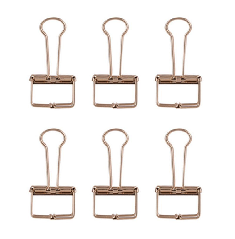 6Pcs Deli 9415 Rose Gold Binder Clip for Office School Paper Organizer Stationery Metal Clips