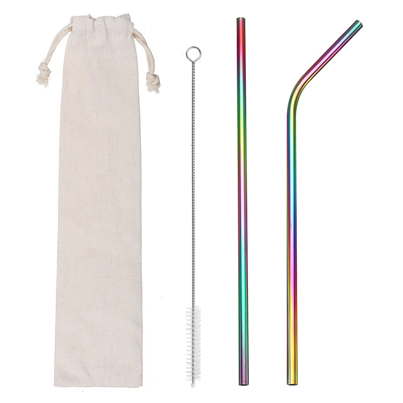 B51135 Stainless Steel Metal Drinking Straw Reusable Straws Cleaner Brush Kit