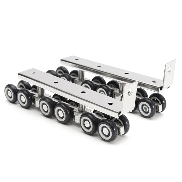 2pcs Stainless Steel Sliding Wooden Door Closet Track Pulley Hanging 12 Wheel