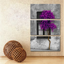 Miico Hand Painted Three Combination Decorative Paintings Purple Tree Wall Art For Home Decoration