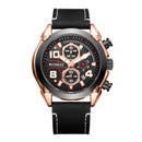 RUIMAS 551 Luminous Display Chronograph Men Watch Leather Strap Metal Case Quartz Watch