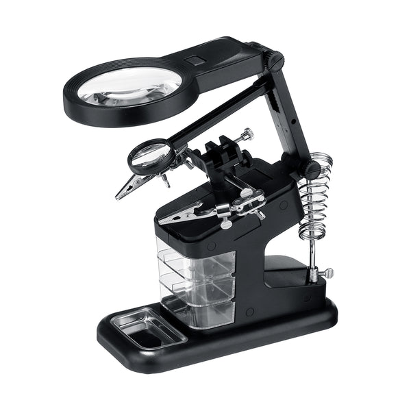 3X 4.5X 10 LEDs Soldering Iron Magnifier Welding Magnifying Glass Tool W/3 Boxes