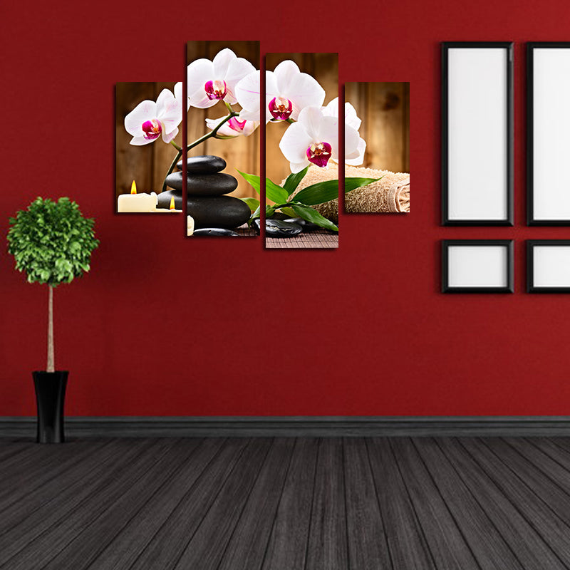 Miico Hand Painted Four Combination Decorative Paintings Four Flowers Wall Art For Home Decoration