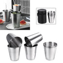 6Pcs Shooting Peg Position Finder Cup Stirrup Set Black Leather Hip Flask Shot