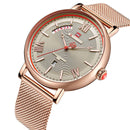 NAVIFORCE 3006 Mesh Steel Band Calendar Quartz Watch Casual Waterproof Men Wrist Watch