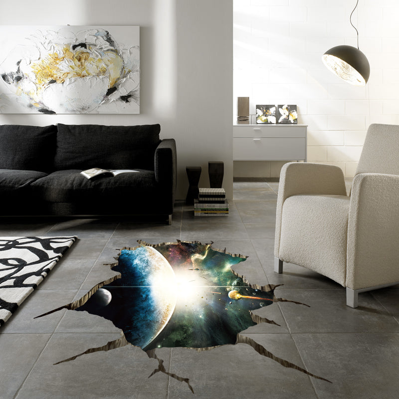 Miico Creative 3D Space Universe Planets Broken Wall Removable Home Room Wall Decor Sticker