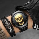 GIMTO GM244 Men Watch Skull Pattern Steel Watch Band Male Quartz Wrist Watch