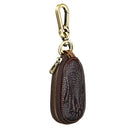 Car Remote Keychain Holder Case Bag Cowhide Leather Crocodile Claw Zipped Purse