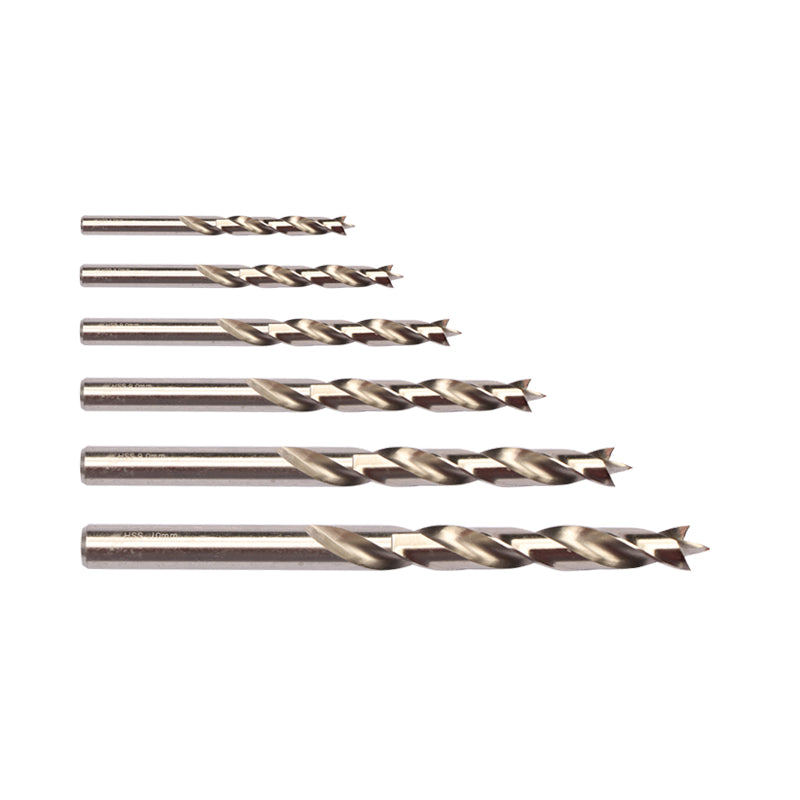 5/6/7/8/9/10mm Fully Ground High Spees Steel Brad Point Wood Drill Bit Kit Set Tool Woodworking Drilling Tool