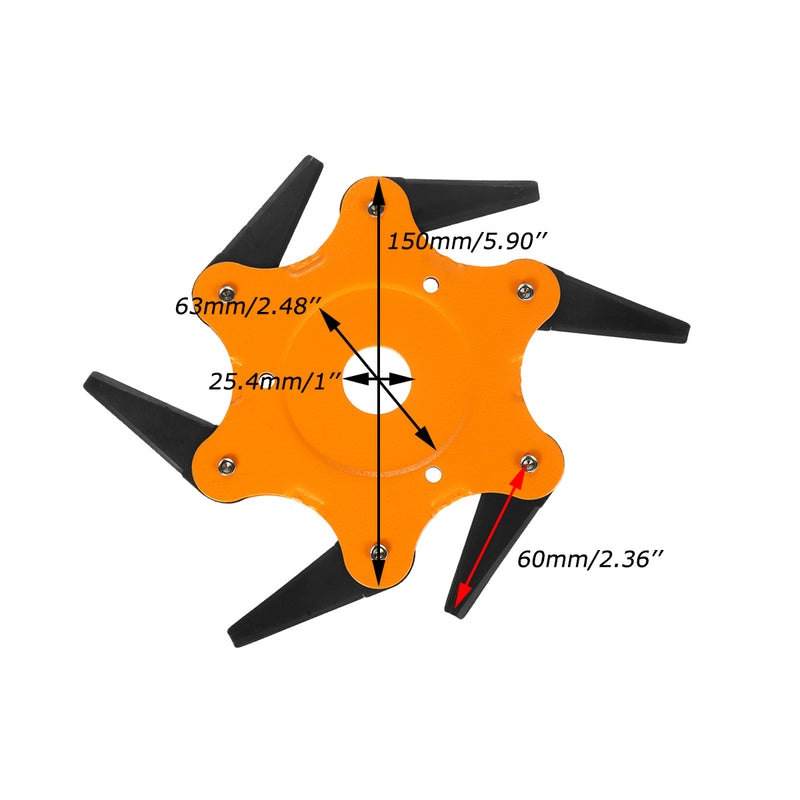 Upgrade Orange 6 Steel Blades Razor 65Mn Lawn Mower Eater Trimmer Head Grass Brush Cutter