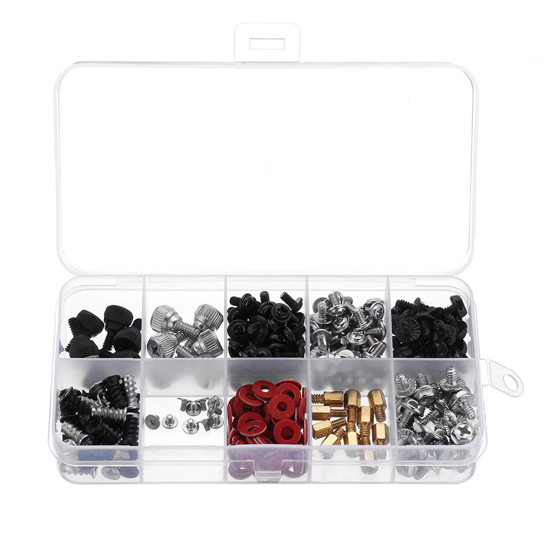 Suleve 263Pcs/set M2/M3/M3.5 DIY Desktop Computer Repair Screw Assortment Mainboard Fan Cross Screws Hex Standoffs Spacers Kits w/ Storage Box Screwdrivers