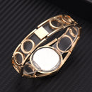 Hollow Circle Spacer Strap Simple Dial Flowing Crystal Case Fashion Women Quartz Watch