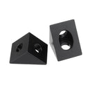 2Pcs Aluminum Black Angle Corner Connector For 2020Profile Extruder 3D Printer Part