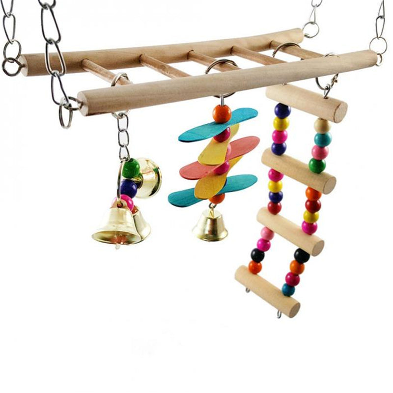 Wooden Stairs Swing Ladder Birds Parrots Bridge Climb Colorful Beads Pet Toys