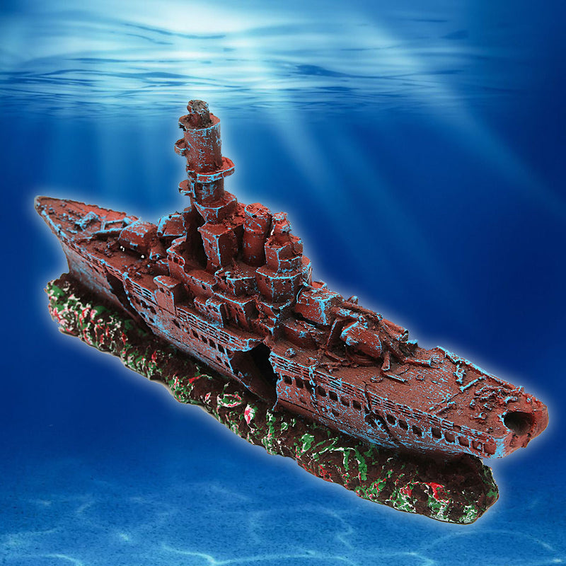 Aquarium Destroyer Navy War Boat Ship Wreck Fish Tank Cave Decorations Ornament