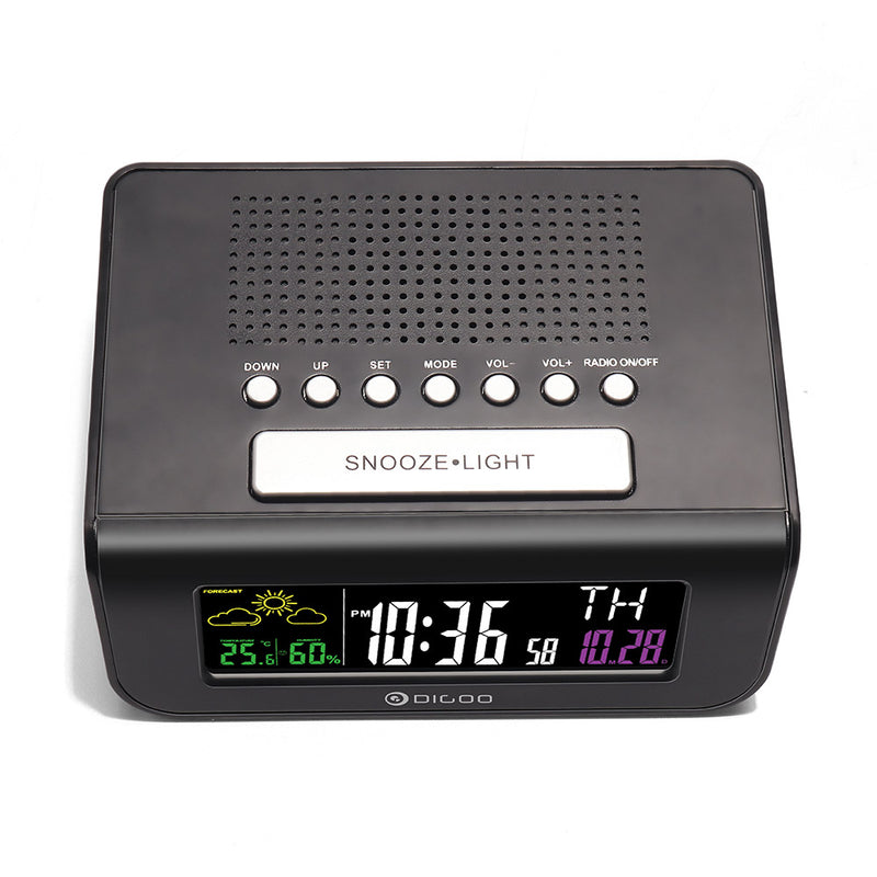 Digoo DG-FR100 SmartSet Wireless Digital Alarm Clock Weather Forecast Sleep with FM Radio Clock