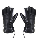 USB Electric Heated Gloves Leather Waterproof Thermal Winter Warmer MTB Motorcycle Black
