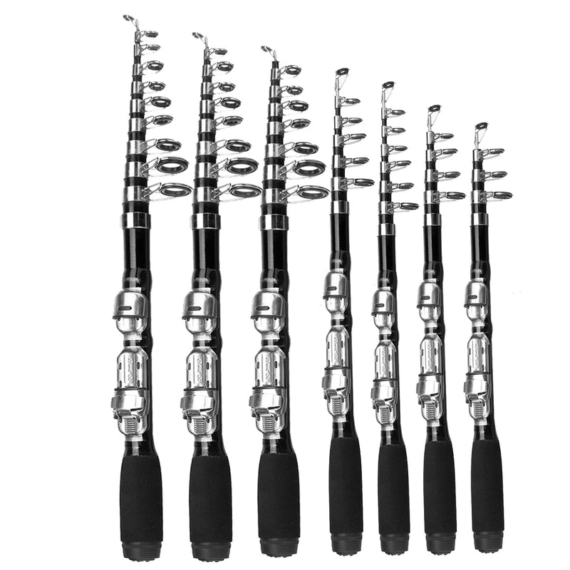 Carbon Fiber 1.0-2.3m Telescopic Pocket Fishing Rod Mini Portable Travel Spinning Pole