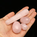 3Pcs Natural Rose Quartz Yoni Egg Kegel Exercise 100mm Massage Stick Manual Massager