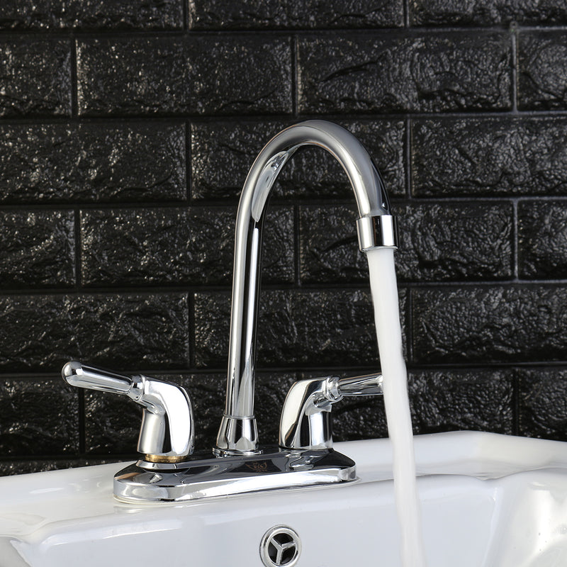 360 Rotation Kitchen Faucet Cold and Hot Water Mixer Tap Double Handle Basin Faucet Double Hole Water Faucet