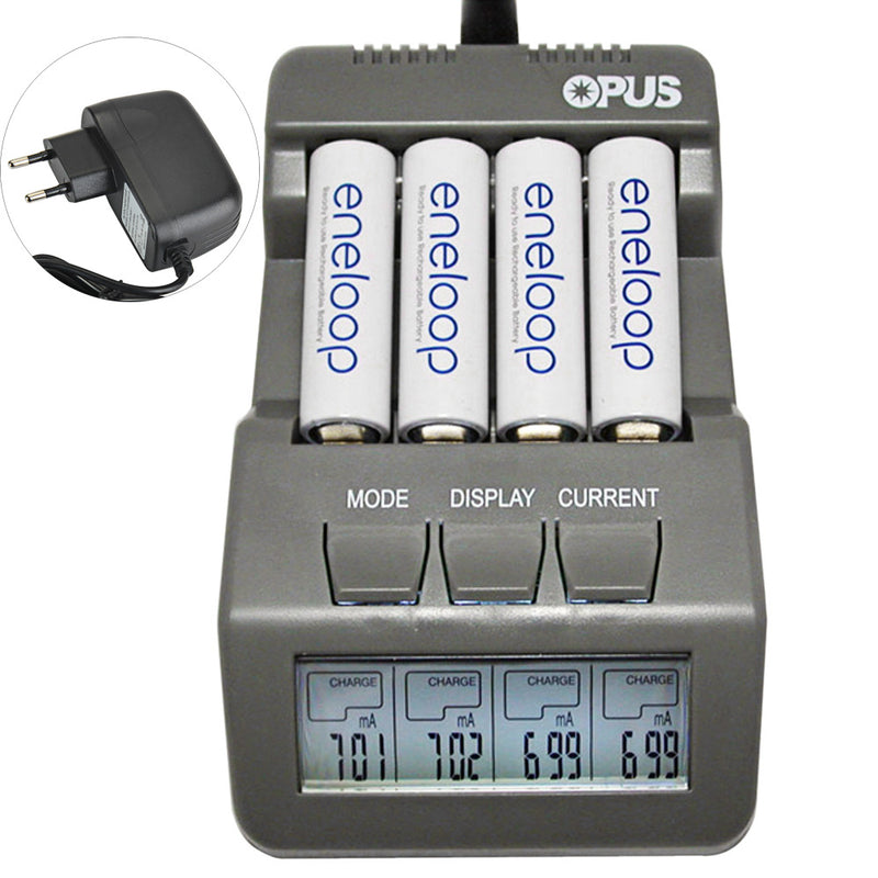 OPUS BT-C700 LCD Digital Smart Battery Charger 4 Slots Charger EU/US Plug For Flashlight Battery