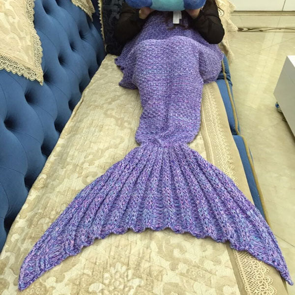 Honana WX-37 180x90cm Knitting Mermaid Tail Blanket Home Office Acrylic Fibers Warm Soft Sleep Bag