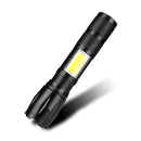 XANES T6+COB Zoomable Flashlight 3 Modes Waterproof  EDC Tactical Torch Light Work Lamp