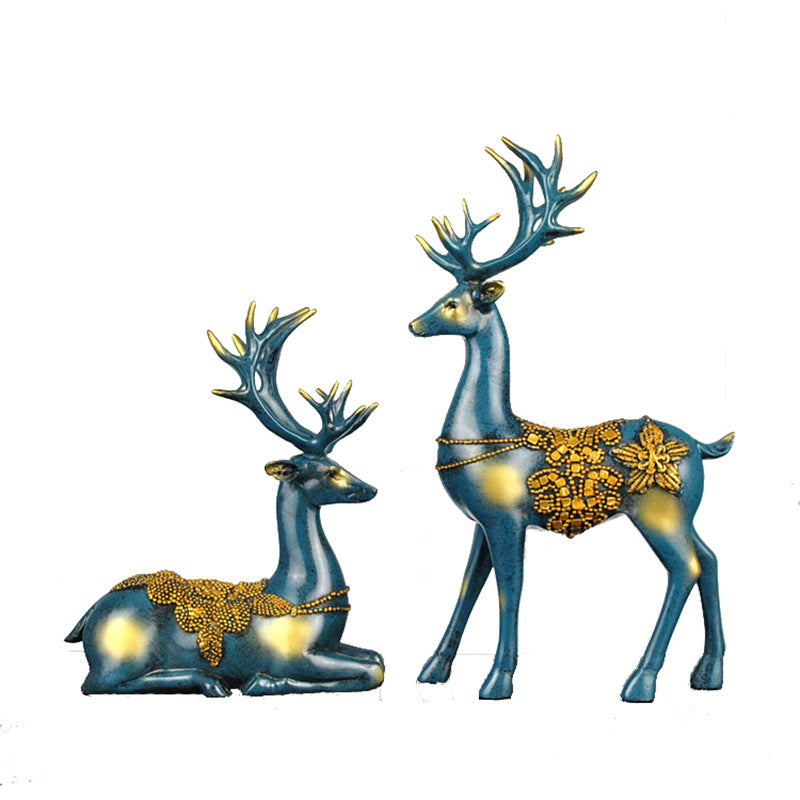 Nordic Style Resin Elk Figurines Furnishing Articles Originality Family Room Home Decorations