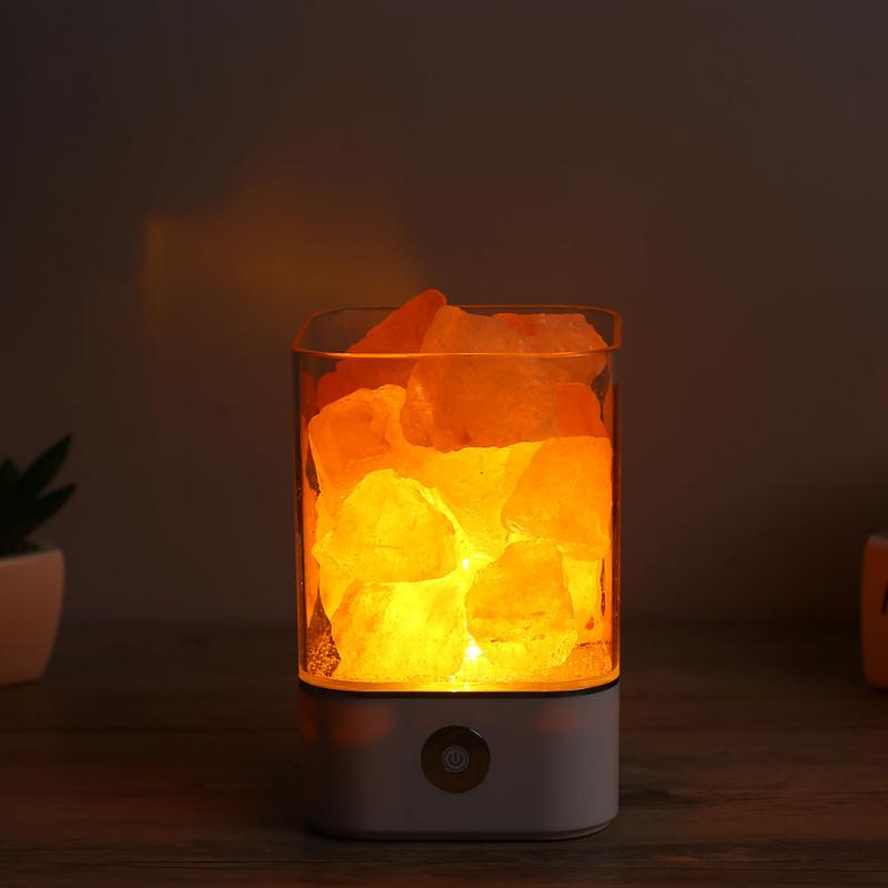 USB Power Supply Natural Himalayan Salt Lamp Unique Crystal Salts Night Light Home Bedroom Lighting