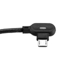 2M 90 Degree 2.4A Breathing Light Micro USB Fast Charging Data Cable For Smartphone Tablet