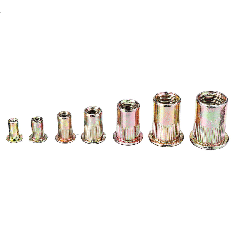Suleve MXRN6 190Pcs M3/M4/M5/M6/M8/M10/12 Carbon Steel Zinc Plated Rivet Nut Threaded Countersunk Head Insert Nut Tool Kits