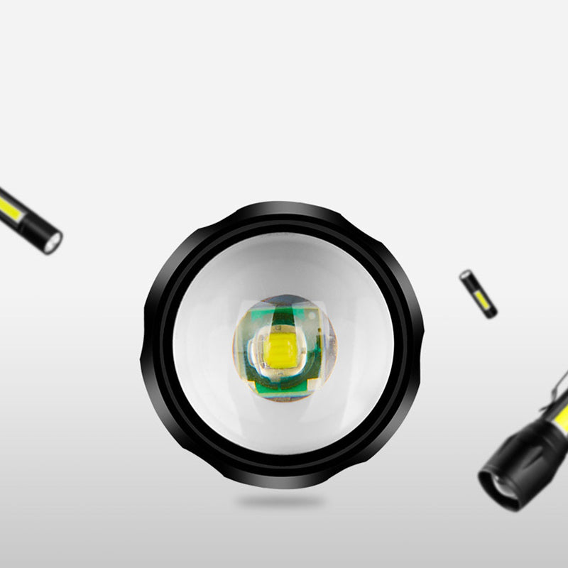 SHNEYU 7099 LED+COB 3Modes Zoomable USB Rechargeable Mini LED Tactical Flashlight Outdoor Waterproof Multifunctional Flashlight