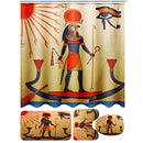 Waterproof Egyptian Style Shower Curtains With 12pcs Hooks Bathroom Toilet Rug Mat Set
