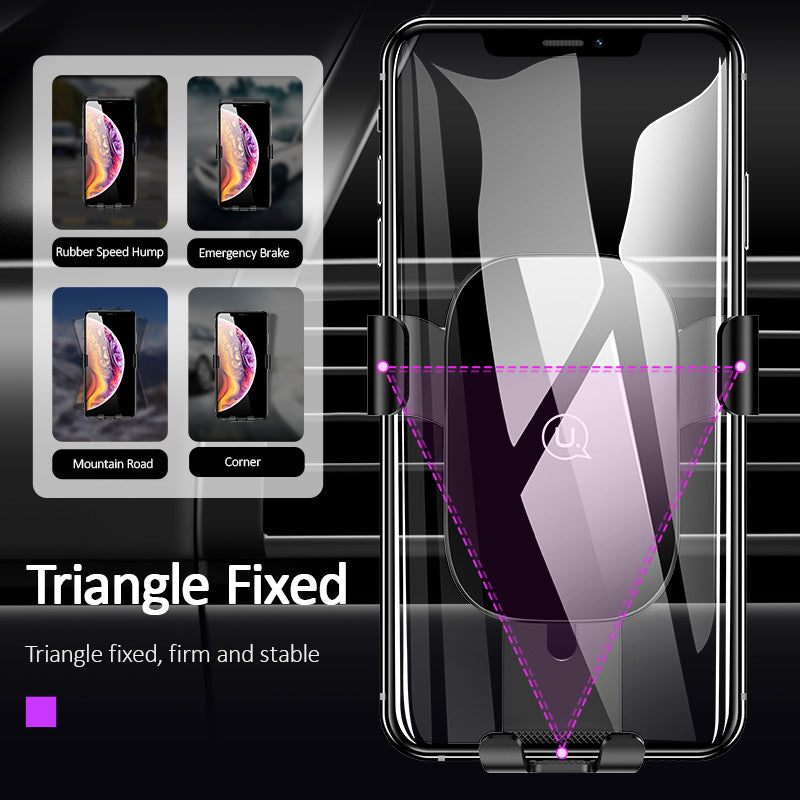 USAMS Gravity Linkage Automatic Lock Air Vent Car Phone Holder For 4.5-6.5 Inch iPhone 11 Samsung Galaxy Note 10