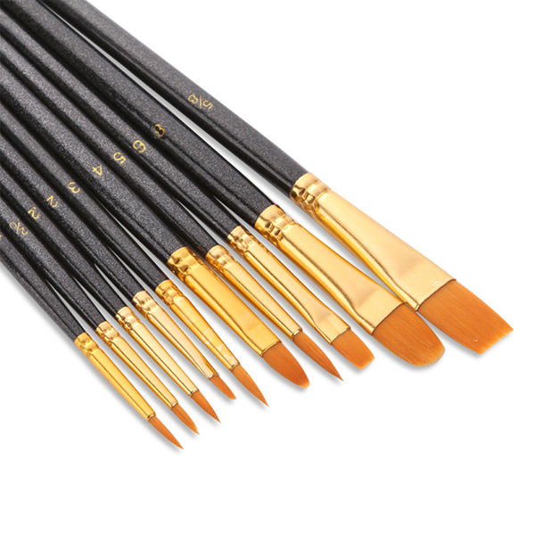 10Pcs Paint Brushes Nylon Hair Brushes for Acrylic Watercolor Painting Artist Professional Painting Kits Drawing Pen