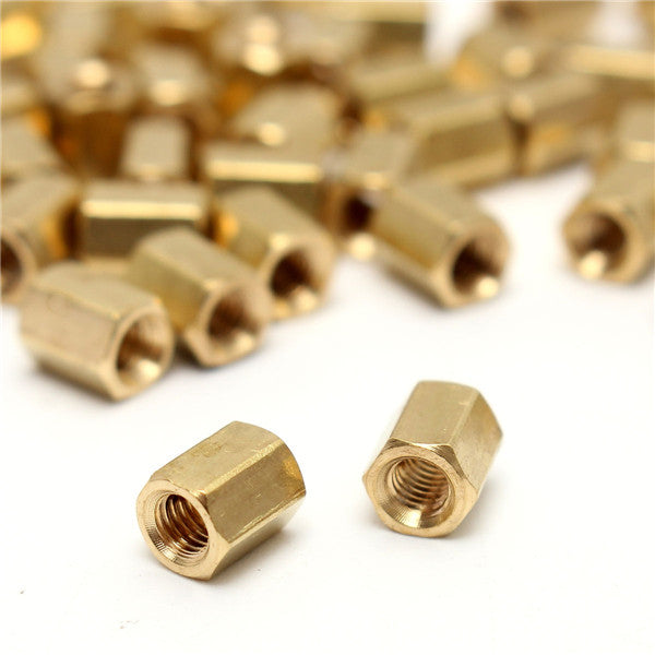 50pcs M3 Brass Female Threaded Hex Standoffs Spacer Nut 4/6/8/10/12mm