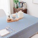 Cotton and Linen Simple Pastoral Tablecloth Geometric Tectangular Table Cover with Color Stripes