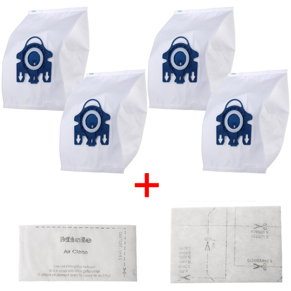 4Pcs Efficiency Vacuum Cleaner Hoover Dust Bags + 2Pcs Dust Collector Filter For Miele GN Hyclean