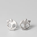 Punk Skull Skeleton Golden Bowknot Ear Stud Vintage Silver Earring Gift for Girl Women