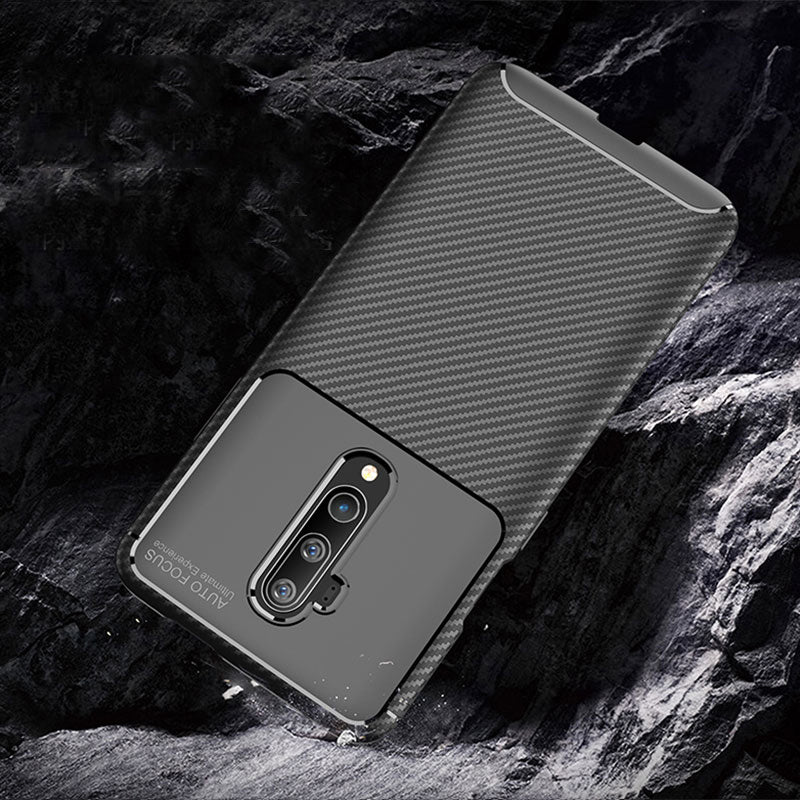 For OnePlus 7T Pro Case Bakeey Luxury Carbon Fiber Shockproof Anti-fingerprint Silicone Protective Case