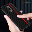 Bakeey Shockproof Carbon Fiber Soft Silicone Edge PU Leather Protective Case for OnePlus 7 Pro