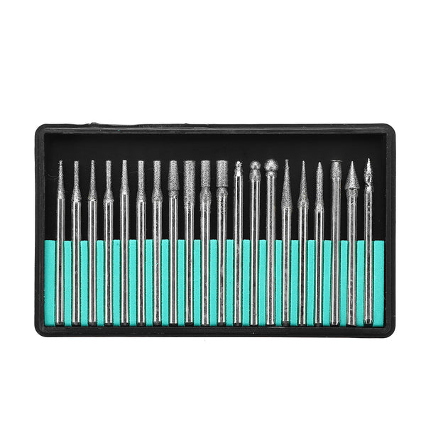 20Pcs 3mm Shank Diamond Grinding Cutting Head Drill Bits Set Kit For Rotary Tool