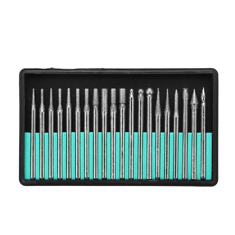 20Pcs 3mm Shank Diamond Grinding Cutting Head Drill Bits Set Kit For Rotary Tool